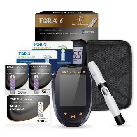 Fora 6 Connect Complete Kit Super Sale (100 pcs Glucose strips and 100 pcs Ketone strips)